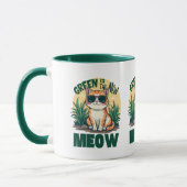 Retro "Green is the new Meow" Coole Katzennatur Ar Tasse (Links)