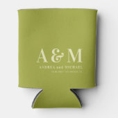 Retro Green & Ivory Monogram Wedding Can Cooler Dosenkühler (Vorderseite)