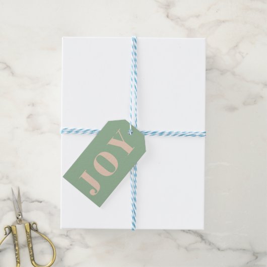Retro green joy typography Christmas Geschenkanhänger (Mit Garn)