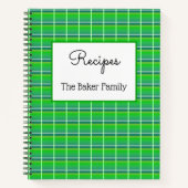 Retro Green Kariert Custom Food Rezept Notebook Notizblock (Vorderseite)