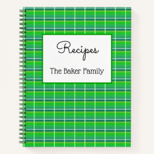 Retro Green Kariert Custom Food Rezept Notebook Notizblock