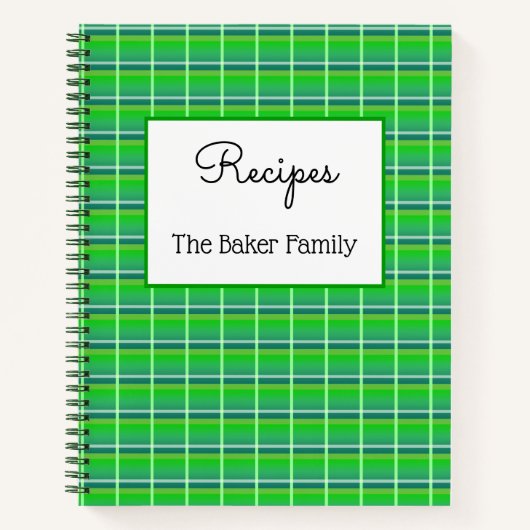 Retro Green Kariert Custom Food Rezept Notebook Notizblock (Vorderseite)