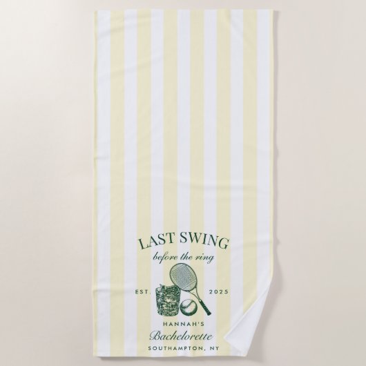 Retro Green Last Swing vor dem Ring Tennis Bach Strandtuch (Vorderseite)