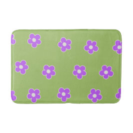 Retro Green Lila Floral Einfaches Muster Blume Badematte
