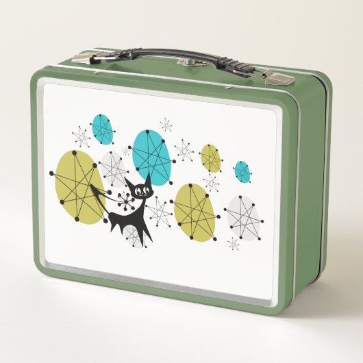 Retro Green Lunch Box mit Atomkat (Rückseite)