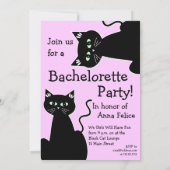 Retro Green Mit Augen Black Cat Junggeselinnen-Abs Einladung (Rückseite)