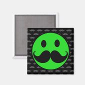 Retro Green Mustache Mustache Stache Magnet (Vorderseite/Rückseite)