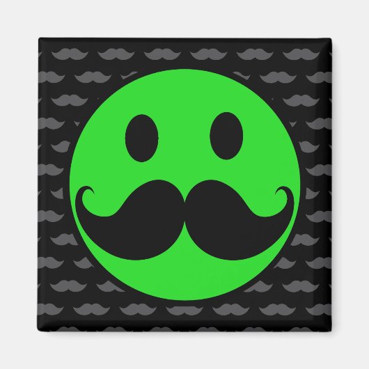 Retro Green Mustache Mustache Stache Magnet (Vorne)