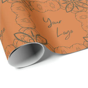 Retro Green Orange Muster Custom Business Logo Geschenkpapier