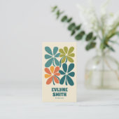 Retro Green Orange QR Code Boho Floral Unique Visitenkarte (Stehend Vorderseite)