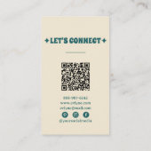 Retro Green Orange QR Code Boho Floral Unique Visitenkarte (Rückseite)