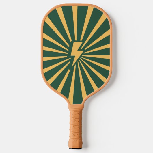 Retro Green Orange Sunburst 2 Seite Unterschiedlic Pickleball Schläger (Rückseite)