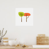 Retro Green Orange Trees Poster (Küche)