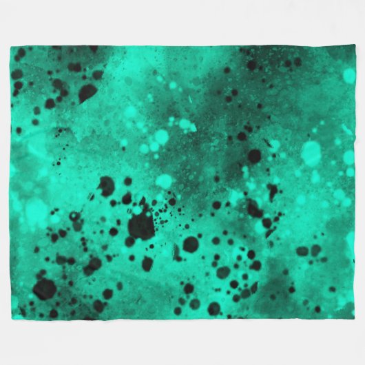 Retro Green Paint Spritzer Fleece Blankon (Vorderseite (Horizontal))