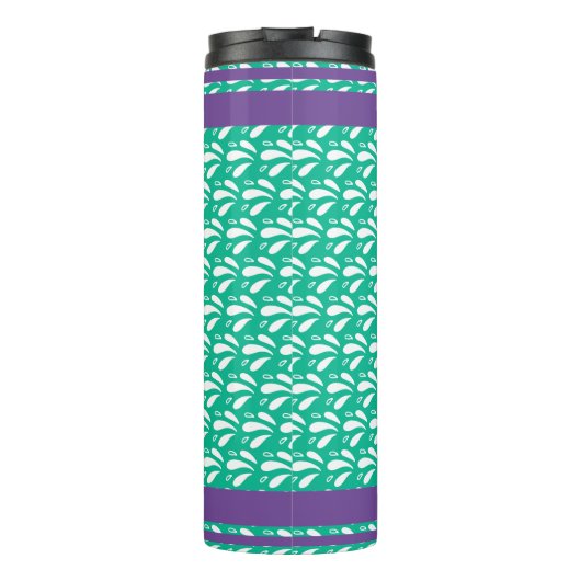 Retro Green Pattern Canoe Otter Individuelle Name Thermosbecher (Rückseite)
