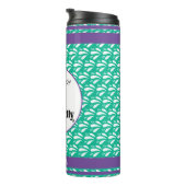 Retro Green Pattern Canoe Otter Individuelle Name Thermosbecher (Nach rechts gedreht)