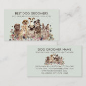 Retro Green PetSitter Hunde Blume tierärztliche Visitenkarte (Vorne/Hinten)