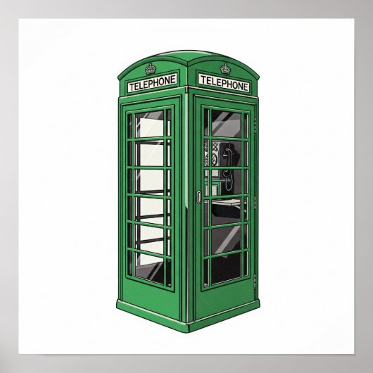 Retro Green Phone Booth Poster (Vorne)