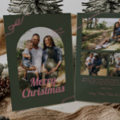 Retro Green & Pink Bow Arch Foto Weihnachten