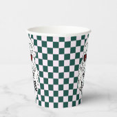 Retro Green Pink Checkered Santa Claus Christmas Pappbecher (Rechts)