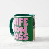 Retro Green Pink Funny Mothers Day Foto Tasse (Vorderseite Links)