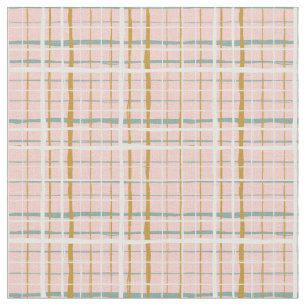 Retro Green Pink Ochre Kariert Stoff