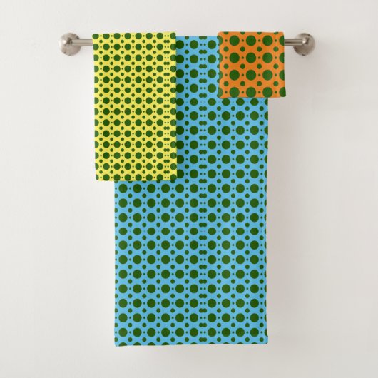 Retro Green Polka Dots Badhandtuch Set (Insitu)