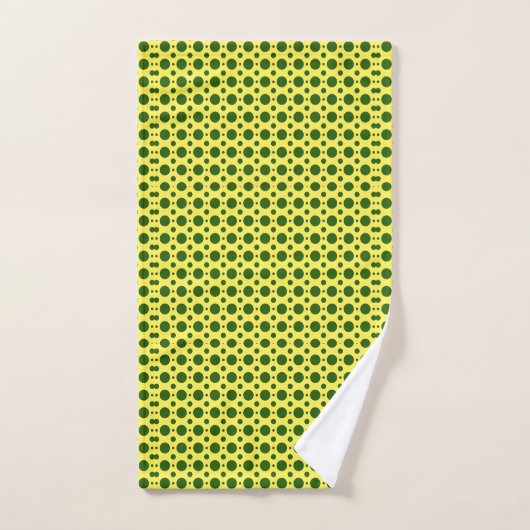 Retro Green Polka Dots Badhandtuch Set (Handtuch)