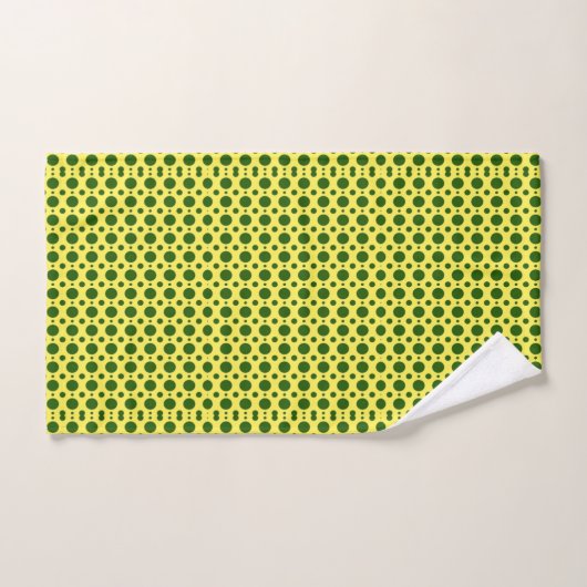 Retro Green Polka Dots Badhandtuch Set (Handtuch)
