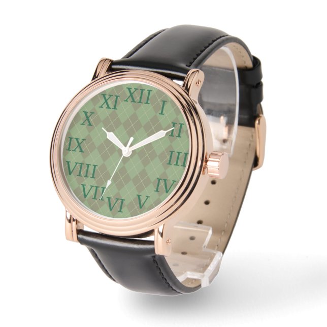 Retro Green Rauten Watch Armbanduhr (Winkel)