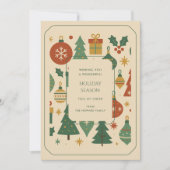 Retro Green Red Mid Century Moderne Ferienkarte (Vorderseite)