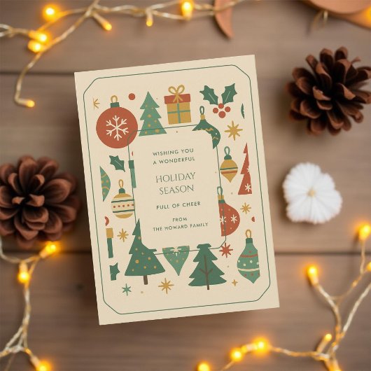 Retro Green Red Mid Century Moderne Ferienkarte