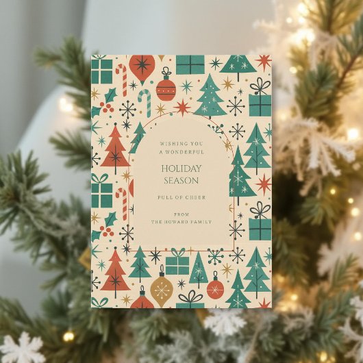 Retro Green Red Mid Century Moderne Ferienkarte