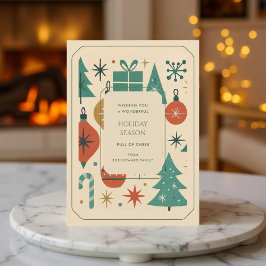 Retro Green Red Mid Century Moderne Ferienkarte