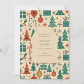 Retro Green Red Mid Century Moderne Ferienkarte (Vorderseite)