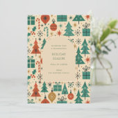 Retro Green Red Mid Century Moderne Ferienkarte (Stehend Vorderseite)