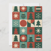 Retro Green Red Mid Mod Checkered Holiday Card (Rückseite)