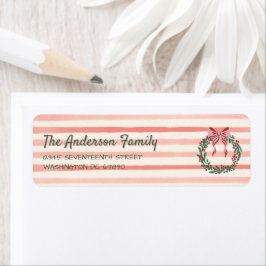 Retro Green Red Pink Gezeichnet Bow Wreath Weihnac