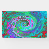 Retro Green, Red und Magenta Abstrakt Groovy Swirl Banner (Horizontal)