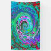Retro Green, Red und Magenta Abstrakt Groovy Swirl Banner (Vertikal)
