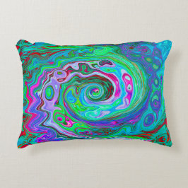 Retro Green, Red und Magenta Abstrakt Groovy Swirl Dekokissen