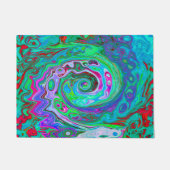 Retro Green, Red und Magenta Abstrakt Groovy Swirl Fußmatte (Vorderseite)