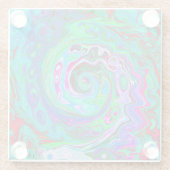 Retro Green, Red und Magenta Abstrakt Groovy Swirl Glasuntersetzer (Rückseite)