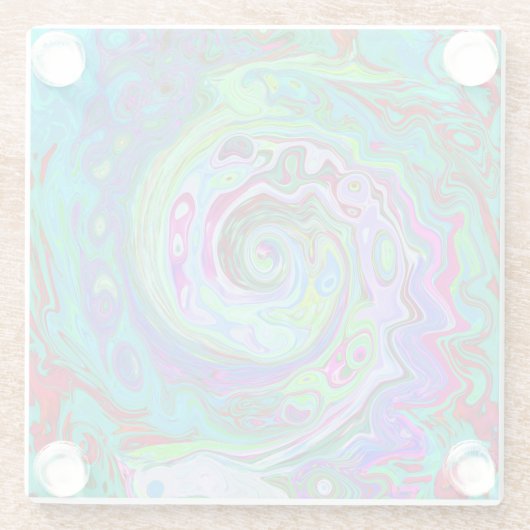 Retro Green, Red und Magenta Abstrakt Groovy Swirl Glasuntersetzer (Rückseite)