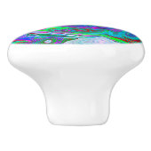 Retro Green, Red und Magenta Abstrakt Groovy Swirl Keramikknauf (Seitenansicht)