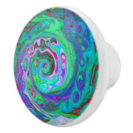 Retro Green, Red und Magenta Abstrakt Groovy Swirl Keramikknauf