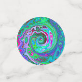 Retro Green, Red und Magenta Abstrakt Groovy Swirl Konfetti (Klein Vorderseite)