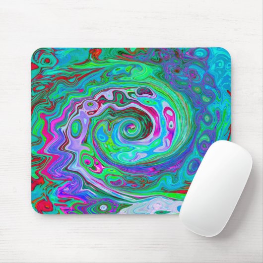 Retro Green, Red und Magenta Abstrakt Groovy Swirl Mousepad (Mit Mouse)