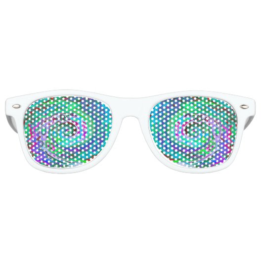 Retro Green, Red und Magenta Abstrakt Groovy Swirl Partybrille (Vorderseite)