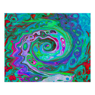 Retro Green, Red und Magenta Abstrakt Groovy Swirl Poster